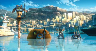 (Left to right) Melman the Giraffe (David Schwimmer), Alex the Lion (Ben Stiller), Marty the Zebra (Chris Rock) and Gloria the Hippo (Jada Pinkett Smith) go undercover in Monaco on a search for the Penguins in DreamWorks Animation's MADAGASCAR 3: EUROPE'S MOST WANTED, to be released by Paramount Pictures.